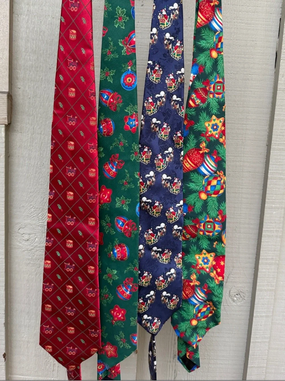 4 Holiday Neck Ties - Red, Green, Navy, Multicolor